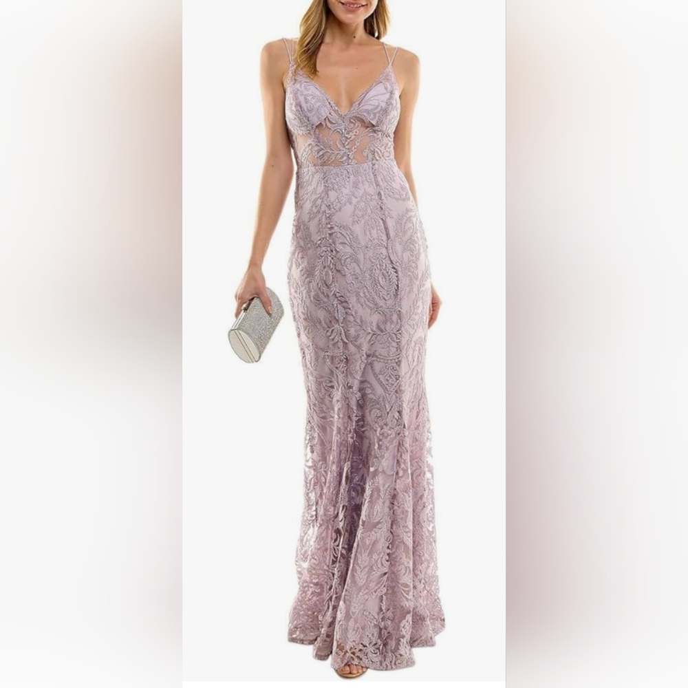 Speechless Womens Juniors Metallic Embroidered Evening Dress size 13